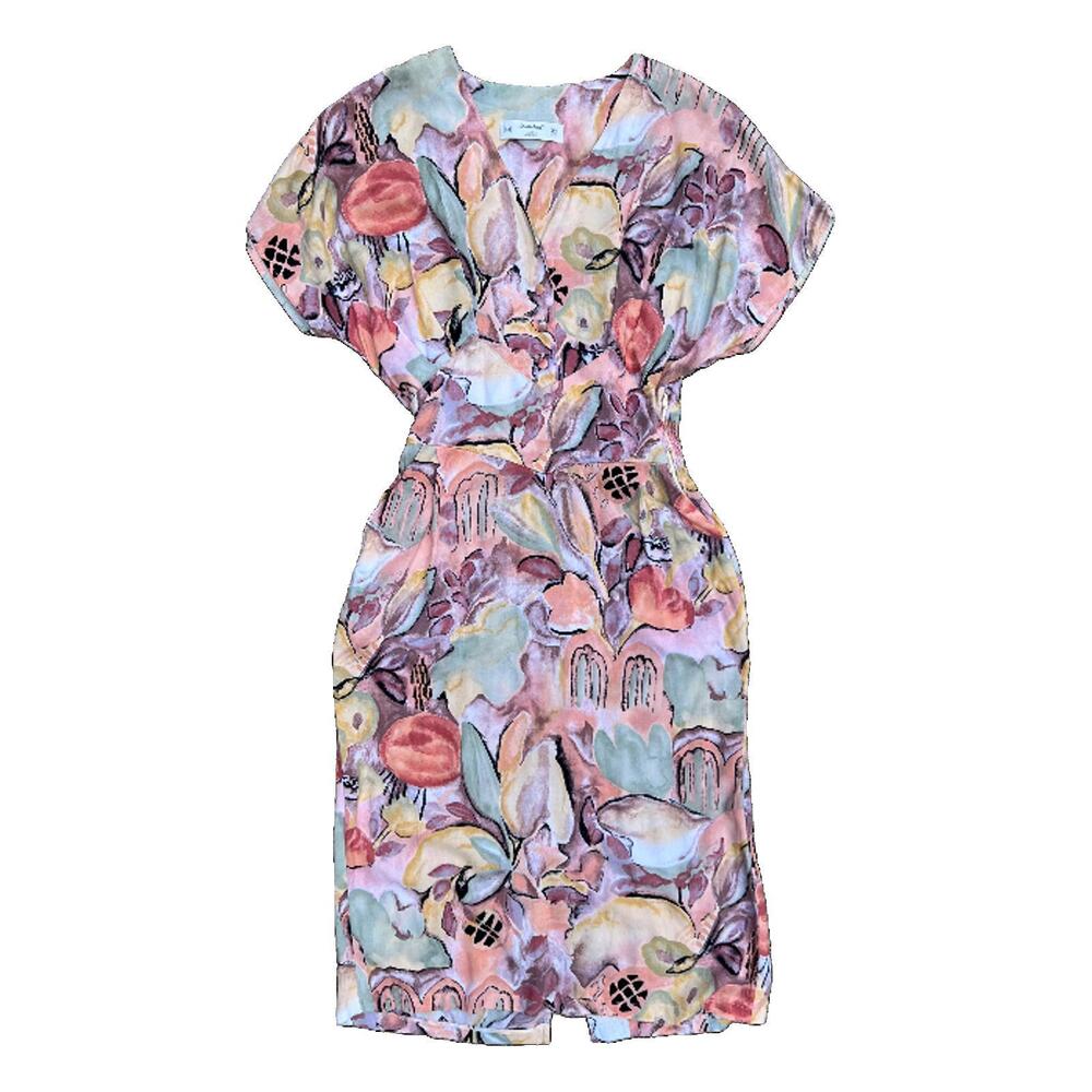St. Michael Watercolor Floral Dress 1980s